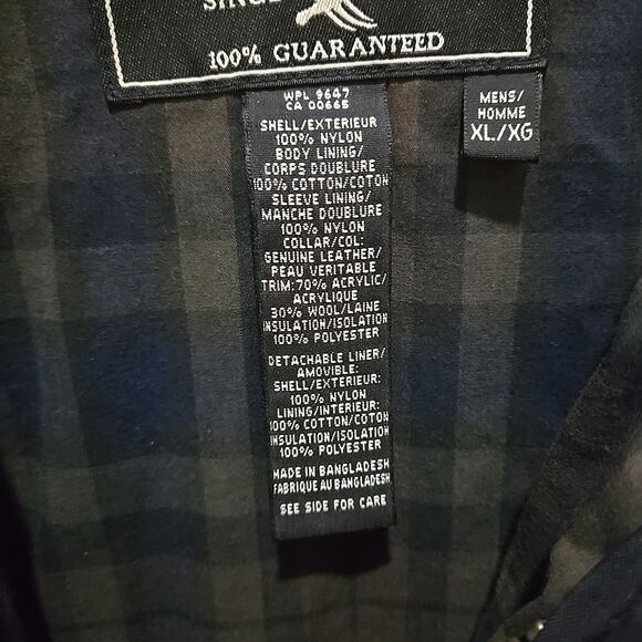 VTG EddieBauer Insulated Jacket Coat XL Oversized Leather Collar Bomber Grandpa - Picture 13 of 16